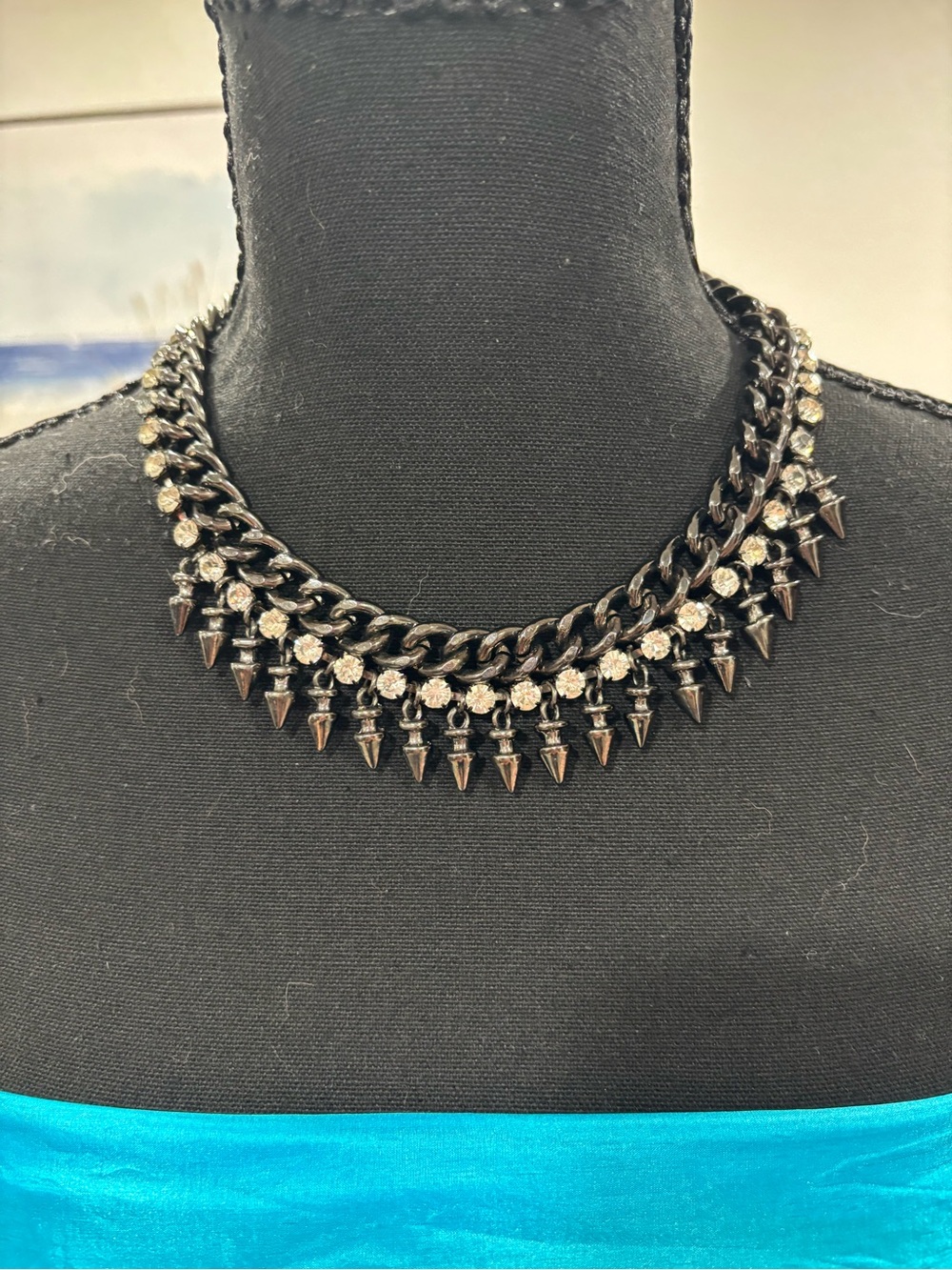 Dark gunmetal chunky chain statement necklace